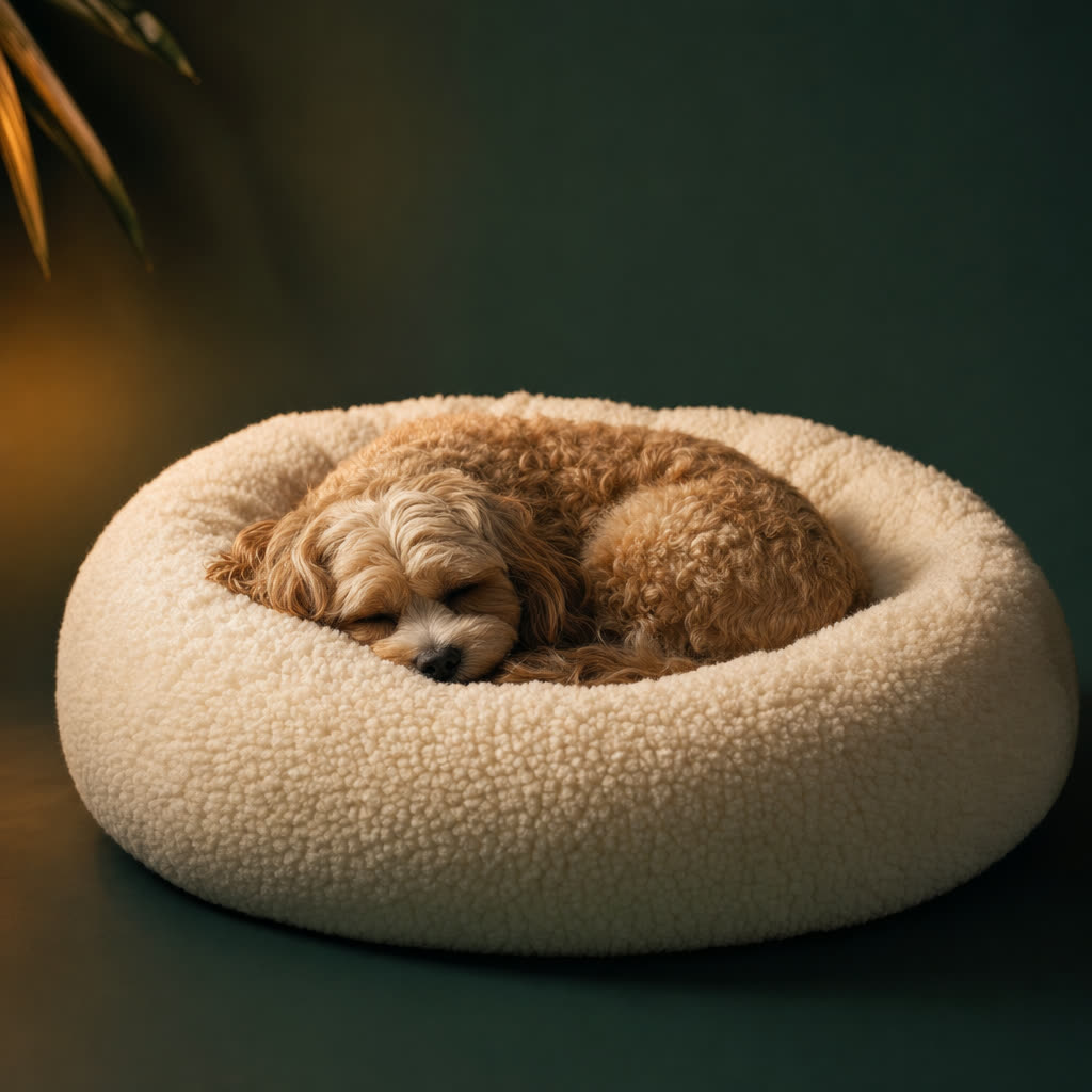 Plush calming donut bed