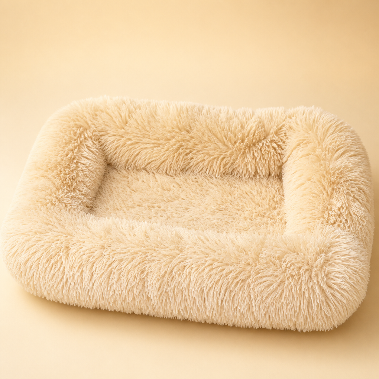 Calming Dog Bed, Plush Faux-Fur Sofa Bed for Anxious Dogs, Anti-Anxiety Bolster Design, Small-XL