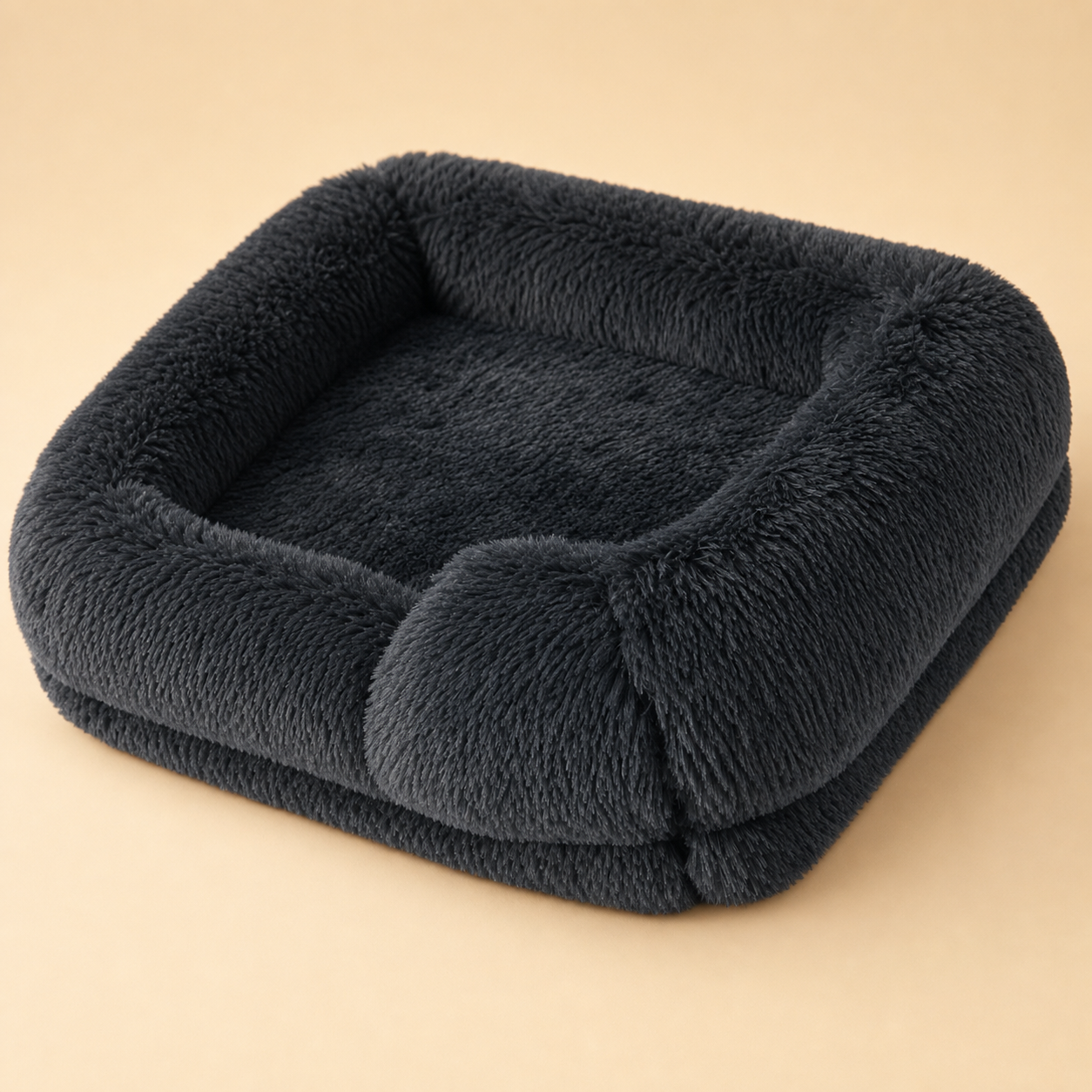 Orthopedic Calming Dog Bed, Memory Foam Anti-Anxiety Bed with Bolster Rim