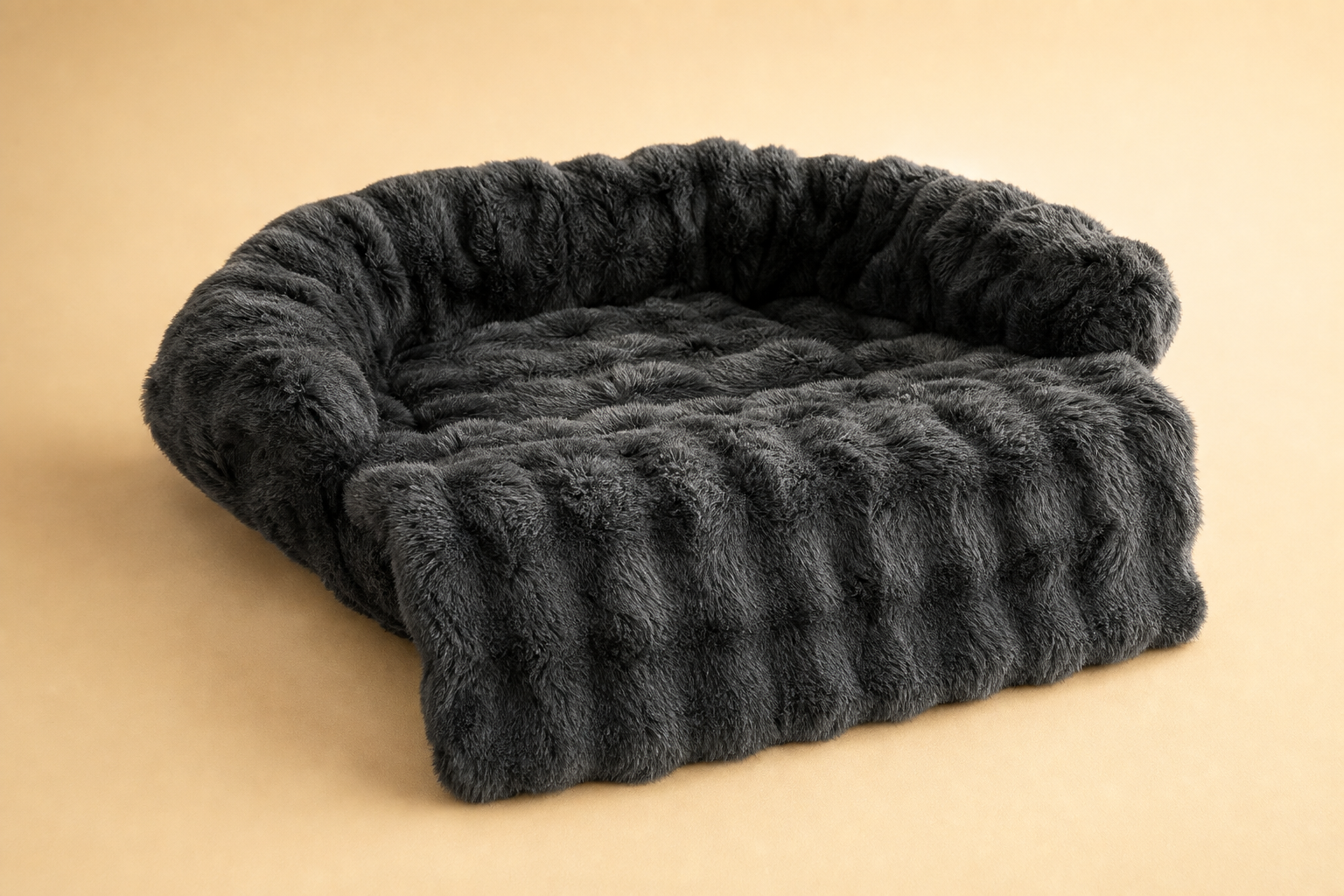 Luxury Calming Dog Sofa Bed 2-Pack, Plush Anti-Anxiety Couch Bed, Bolster Rim, Machine Washable, S-XXL